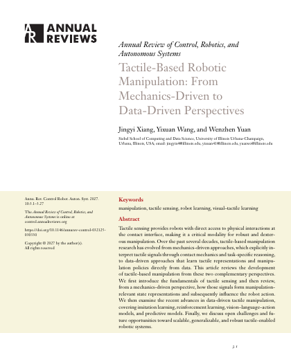First page of the tactile manipulation review, with production marks removed